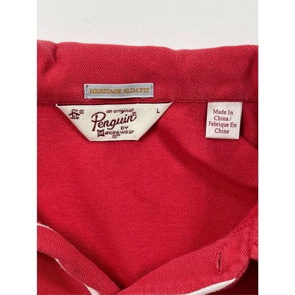 Original Penguin Men Big Earl Pique Pocket Polo Heritage Slim Fit Red Size Large - Picture 2 of 6